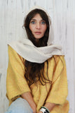 Hooded cable knit scarf