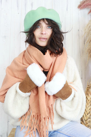 Fluffy lined fingerless gloves