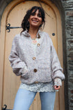 Speckle knit button up cardigan
