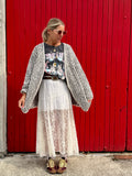 Grey sequin stripe cardigan