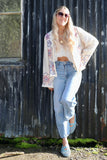 Cheese cloth floral embroidered kimono