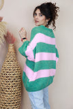 Pastel pink and green jumper