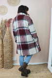 Burgundy check coat