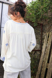 Blue diamond embroidered blouse