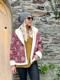 shearling lined patterned jacket