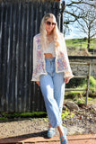 Cheese cloth floral embroidered kimono