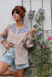 Ditsy floral frill trim blouse