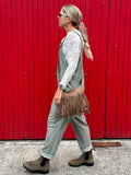 Fringe faux suede handbag (Light Brown)