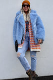 Fluffy periwinkle biker jacket