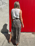 Leopard print silky swing skirt