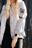 Grey blue beaded utility jacket
