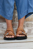 Studded buckle sandals (Tan)