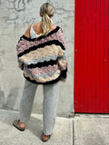 Chunky knit stripe cardigan