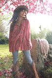 Embroidered rose peasant blouse