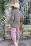 Moss green cable knit jumper