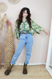 Khaki floral silky blouse
