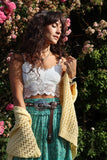 Floral lace balcony bralette (White)