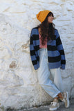 Glitter knit trim stripe cardigan