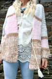 Speckle knit striped cardigan