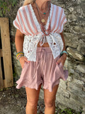 Silky frill trim shorts