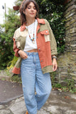 Distressed colour block jacket