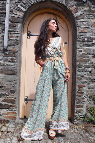 Floral sage green jumpsuit