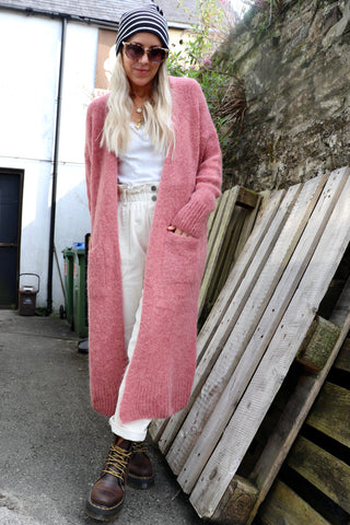 Long soft knit cardigan (Rose)