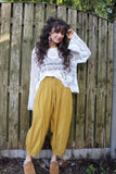 Floral circle crochet top (white)