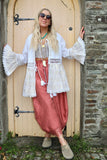 Embroidered crochet trim tiered kimono