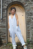 Striped cotton overalls