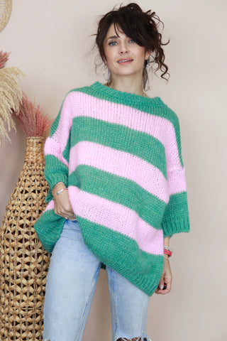 Pastel pink and green jumper
