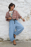 Linen balloon trouser (Washed denim blue)