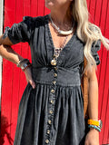 Button down denim dress (Black)