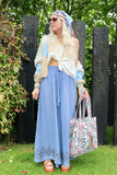 Diamond printed cotton trousers(lavender)