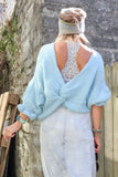 Ruffle sleeve knot detail jumper (Blue)
