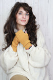 Fingerless knit gloves (Sparkly Mustard)