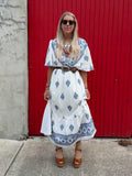Floral embroidered border dress