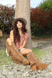 Knee high western fringe boots