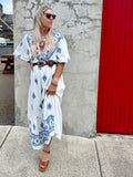 Floral embroidered border dress