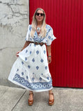 Floral embroidered border dress