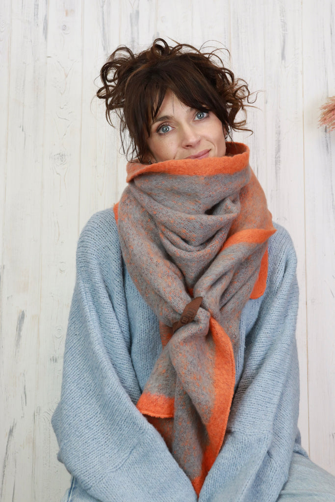 Orange trim soft knit scarf