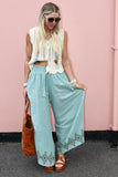 Diamond printed cotton trousers