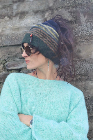 Multiway stripe beanie (Deep green)