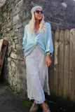 Ruffle sleeve knot detail jumper (Blue)