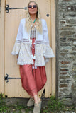 Embroidered crochet trim tiered kimono