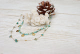 Aqua beaded layered necklace (Gold)