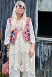 Acid washed embroidered waistcoat