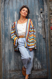 Scalloped stripe crochet cardigan