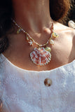 Clam shell and fish necklace