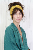 Velvet pearl headband (Mustard)